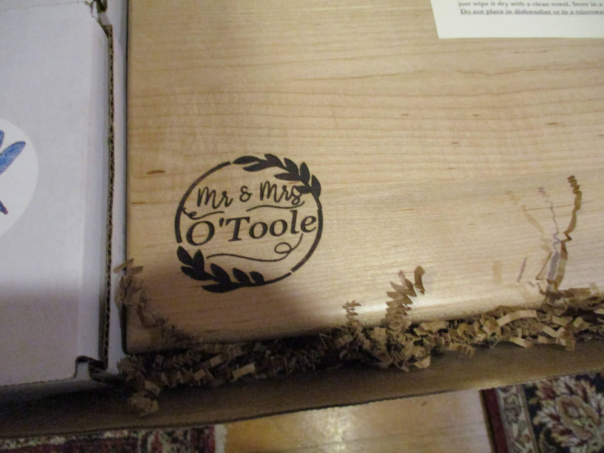 Custom engraved Maple cutting board/charcuterie board as a wedding gift.