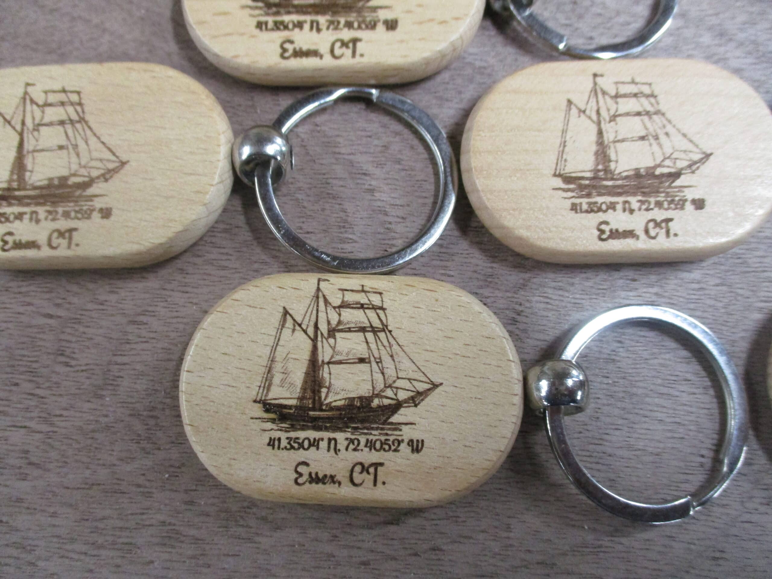 Laser engraved keychains as a gift.