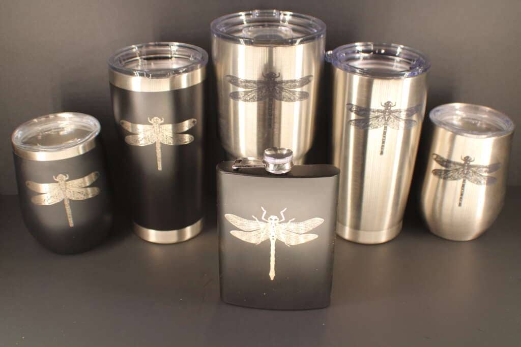 Customizable travel drinkware for dry january dragonfly wood arts