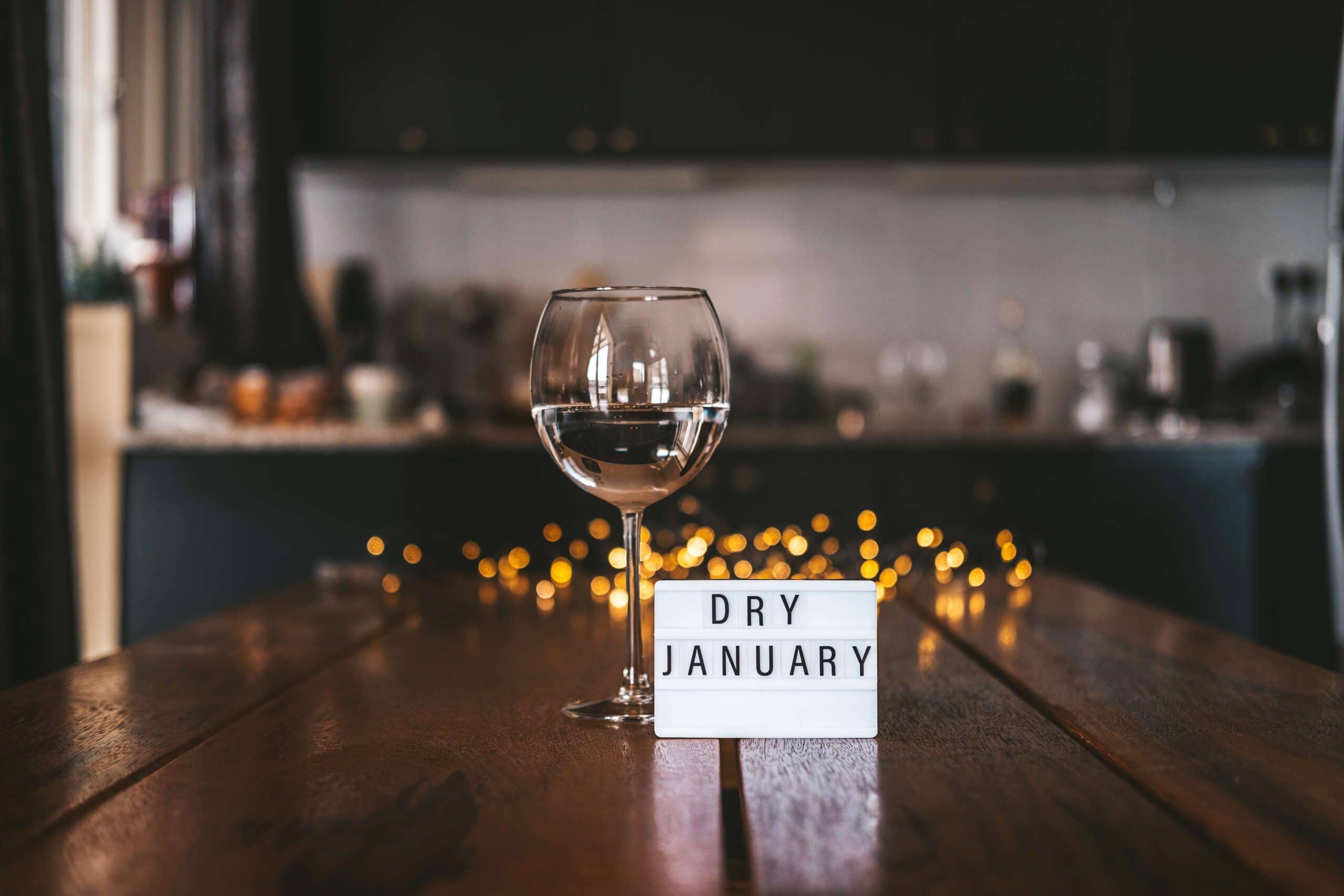 Challenge dry January Wine glass with water Non-alcoholic month